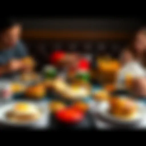 A table filled with McDonald's breakfast items like pancakes, coffee, and egg sandwiches, inviting people to enjoy a morning meal together.