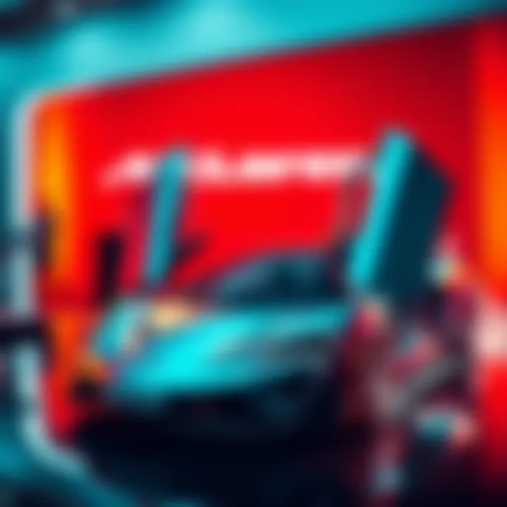 A digital representation of McLaren's free NFT promotion featuring a futuristic car design and the website collectibles.mclaren.com