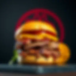 A McRib sandwich with a Bitcoin symbol in the background, indicating the connection between fast food and cryptocurrency.