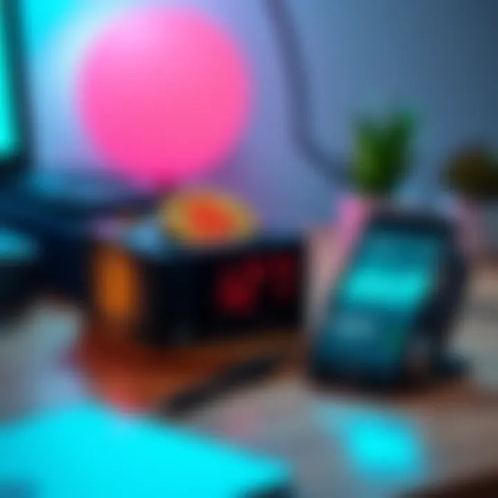 A mechanical Bitcoin price counter displayed on a wooden desk, with a smartphone next to it showing the Bitcoin price.