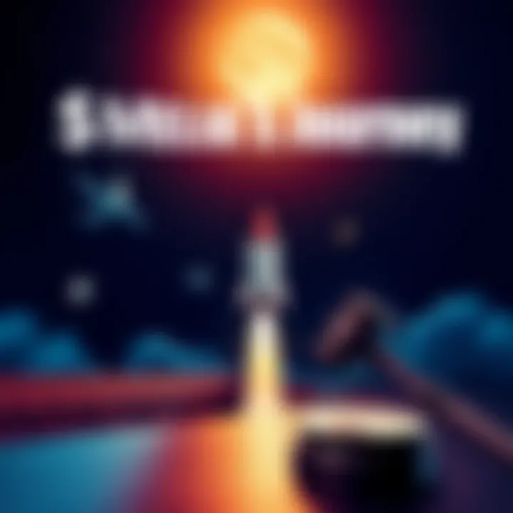 Melania's Journey A whimsical depiction of a journey from the moon to a courtroom, showcasing a rocket ship and a gavel