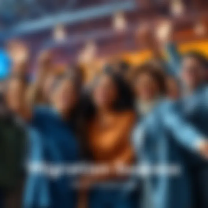 Members Celebrating Migration Success A group of diverse people celebrating their successful migration and KYC completion, showing joy and excitement in their expressions.