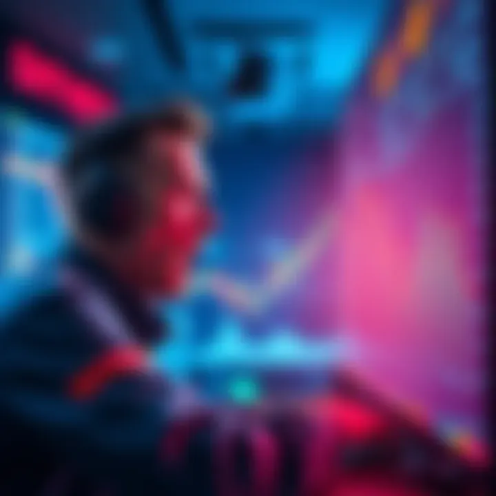 A trader looks shocked while monitoring meme coin prices on a computer screen, showing a sharp decline from high profits to significant losses.