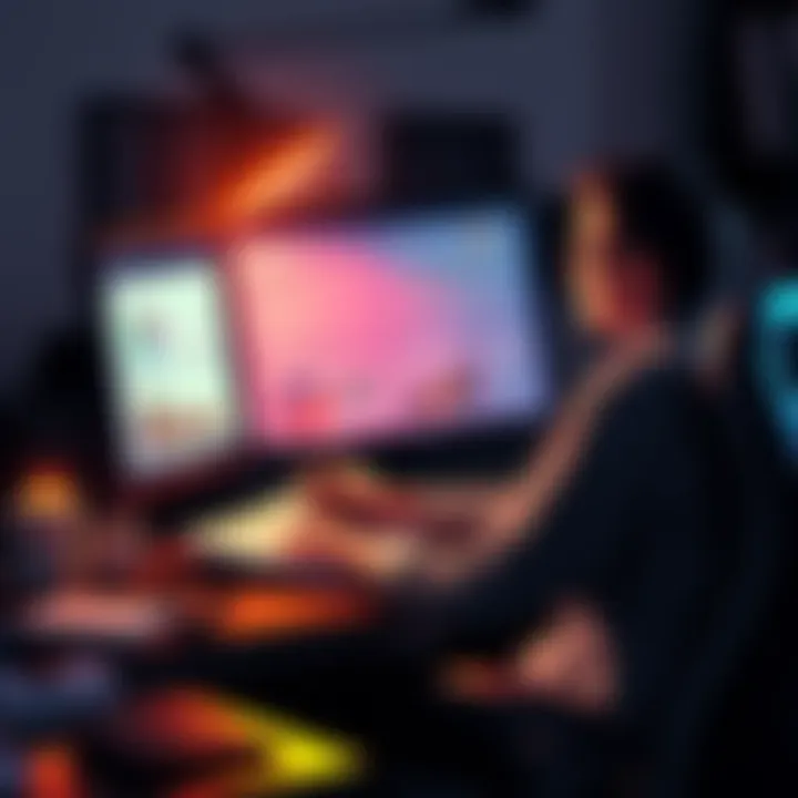 A person sitting at a computer, sketching ideas for a meme coin while examining charts and graphics.