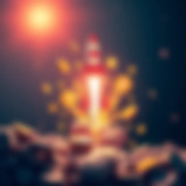 A colorful graphic showing a rocket launching with various meme coin symbols around it, representing the excitement of launching new coins in 2026.