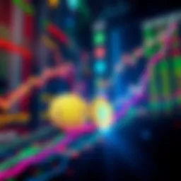 Colorful representation of meme coins symbolizing their impact on the Robinhood Chain, with charts showing upward trends against a backdrop of traditional stocks.