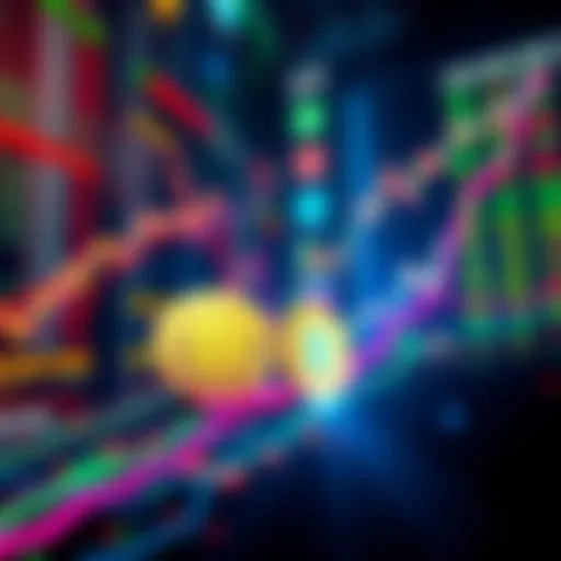 Colorful representation of meme coins symbolizing their impact on the Robinhood Chain, with charts showing upward trends against a backdrop of traditional stocks.