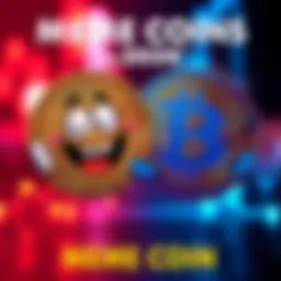 A split image showing a fun cartoon-style meme coin on one side and a traditional Bitcoin logo on the other side, with playful expressions and colors representing the fun aspect of meme coins against ...
