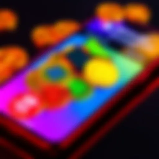 A close-up of colorful memecoin tokens displayed on a smartphone screen, showcasing their vibrant designs and potential investment opportunities.