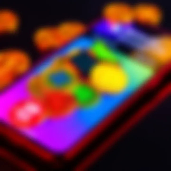 A close-up of colorful memecoin tokens displayed on a smartphone screen, showcasing their vibrant designs and potential investment opportunities.