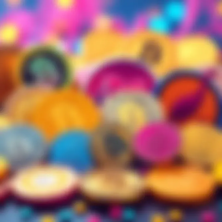 A colorful graphic displaying various memecoins with playful designs, highlighting the fun aspect but warning about investment risks.