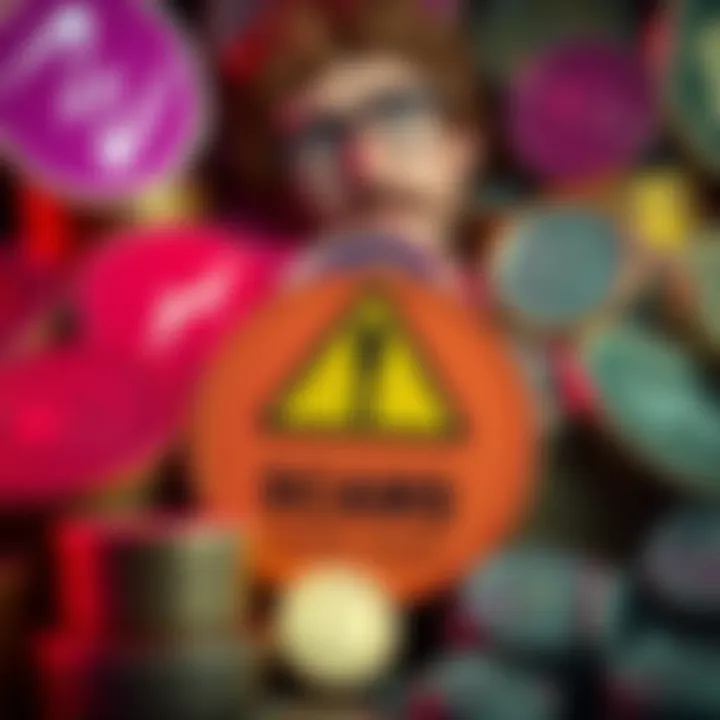 A graphic showing a collection of colorful memecoins with a warning sign and a person looking concerned about scams, emphasizing the need for investor caution.