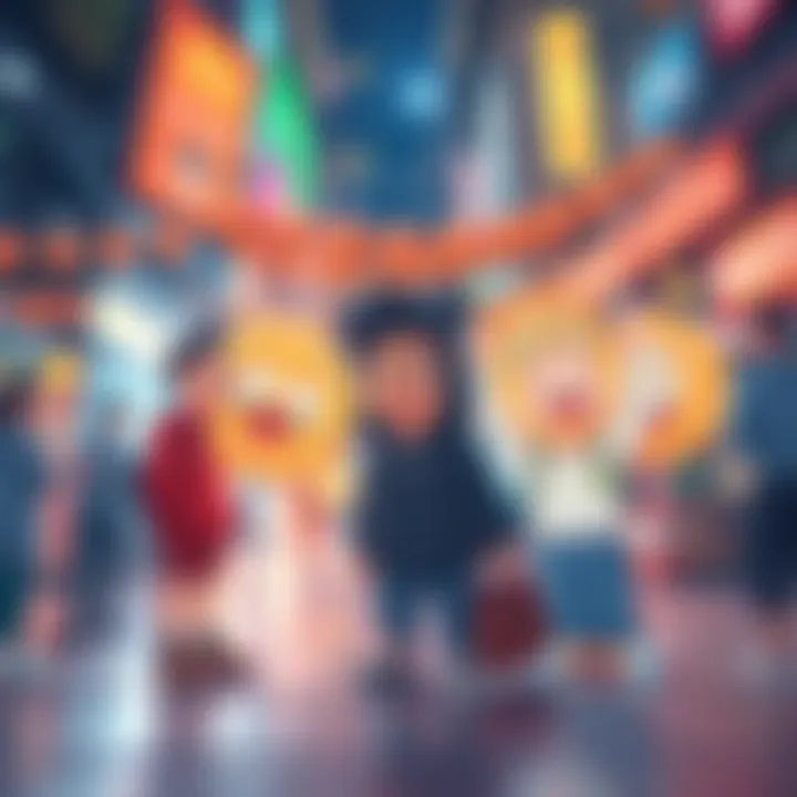 A digital art piece illustrating various memecoins represented as playful cartoons, showcasing a vibrant market environment with visuals reflecting their cultural impact.