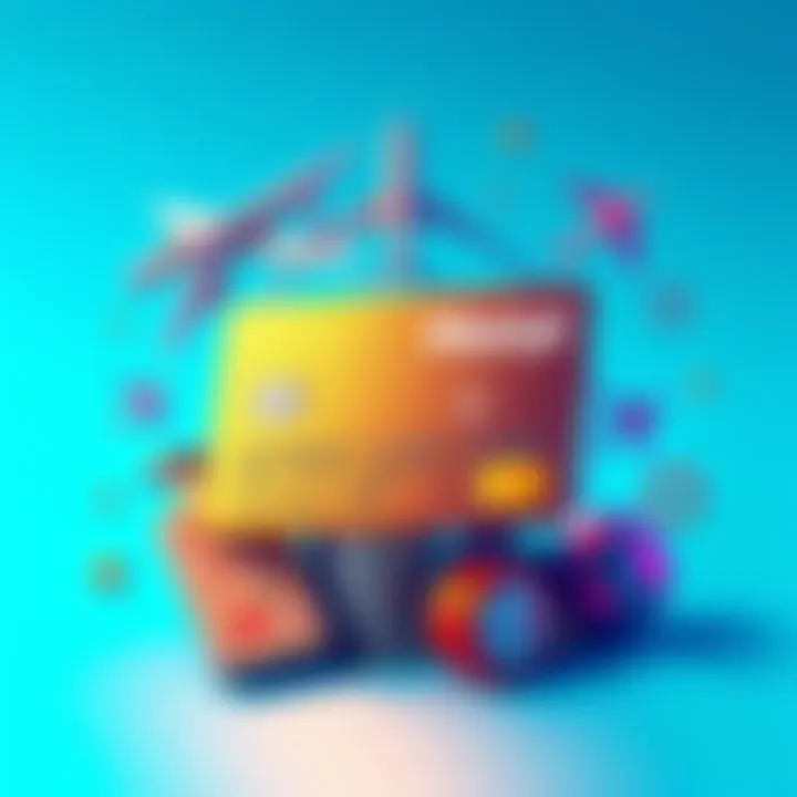 A Metal Revolut card with an airplane and travel icons around it, symbolizing earning RevPoints while booking flights.