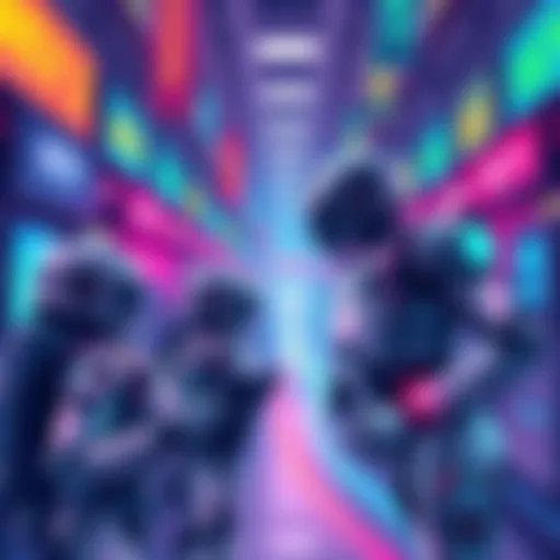 MEV bots in a digital marketplace Illustration of various MEV bots competing for profitable opportunities in a decentralized finance marketplace