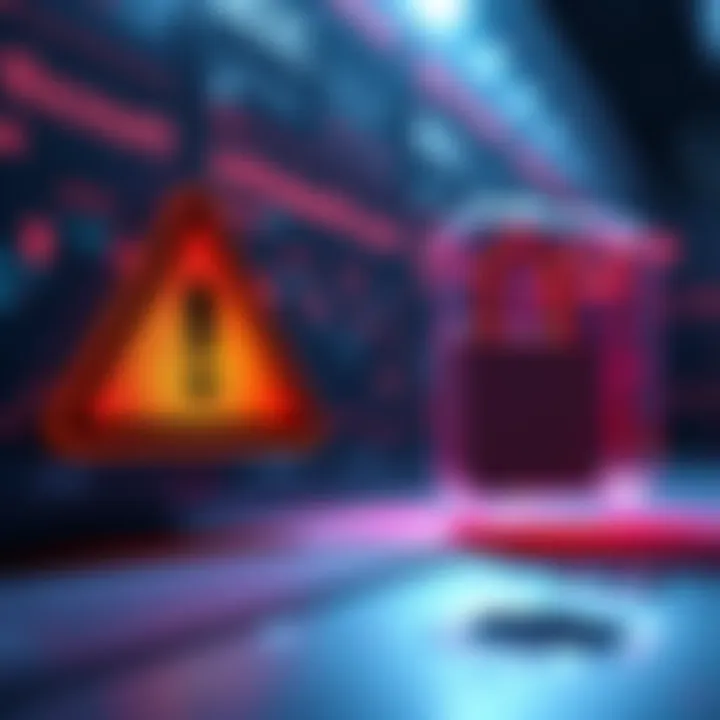 A warning symbol next to a locked account graphic, representing withdrawal issues on MEXC platform