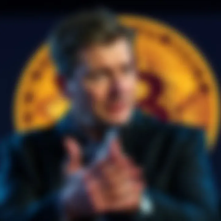 Michael Burry with Bitcoin Symbol Investor Michael Burry expressing skepticism about Bitcoin's value with a Bitcoin symbol in the background