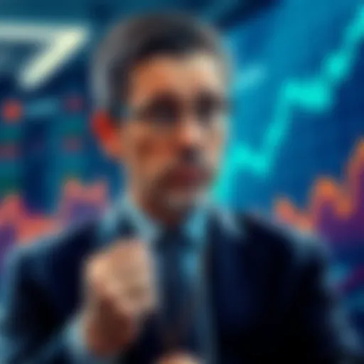 Michael Saylor looking concerned as financial charts decline around him