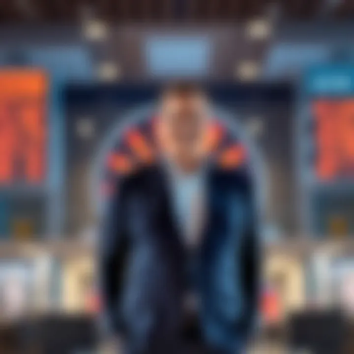 Michael Saylor at company headquarters Michael Saylor standing confidently in front of his company's logo after a stock crash