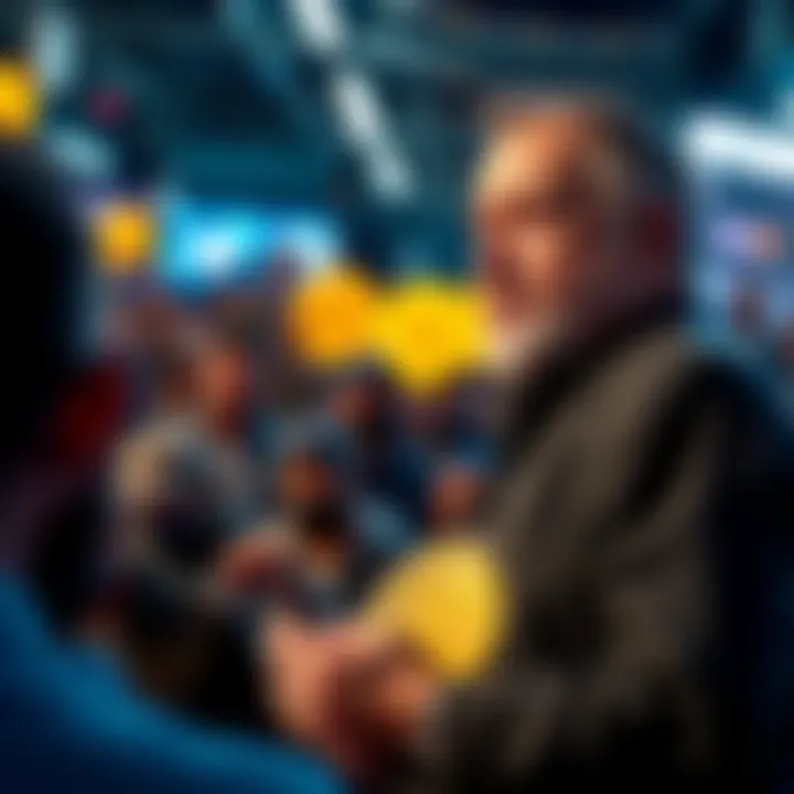 Michael Saylor speaking to a crowd about the benefits of investing in Bitcoin