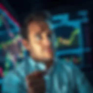 Michael Saylor looking concerned while examining financial charts in a bear market
