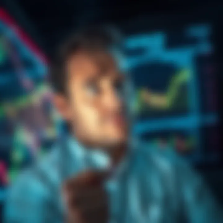 Michael Saylor looking concerned while examining financial charts in a bear market