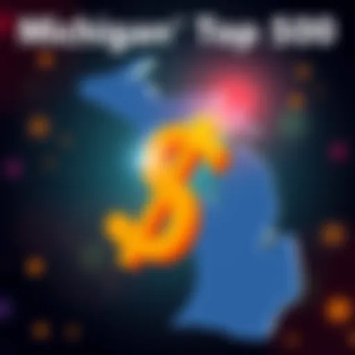 A graphic showing a dollar sign with a map of Michigan, emphasizing costs to join Michigan's elite group.