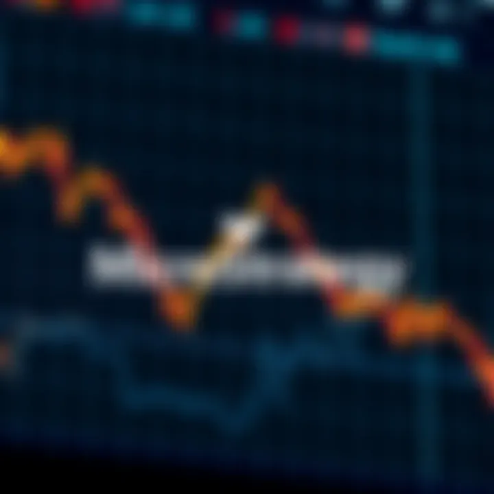 A graph showing a downward trend in Bitcoin prices, with MicroStrategy's logo in the foreground, symbolizing potential losses.