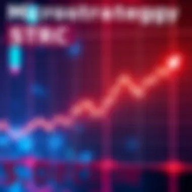 A graph showing the decline of Microstrategy's STRC stock price dropping below $80, with investors concerned about Bitcoin funding, featuring a downward trend arrow.