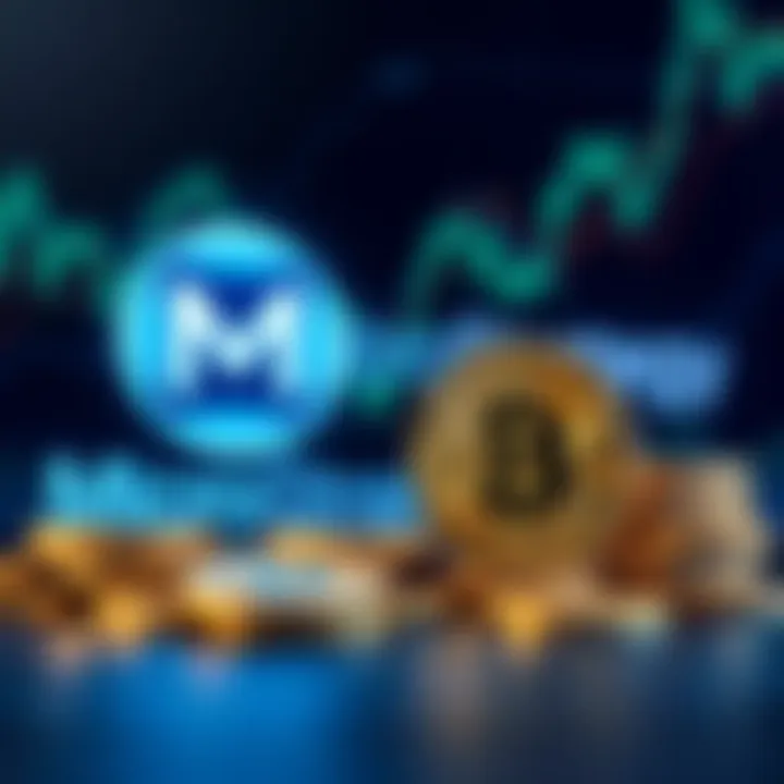 A digital representation of MicroStrategy acquiring Bitcoin, showcasing a growing stack of Bitcoin coins next to the company's logo, symbolizing their investment strategy.