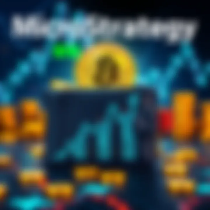 Visual of MicroStrategy's Bitcoin buy, showcasing a digital wallet filled with bitcoins and a graph reflecting market trends