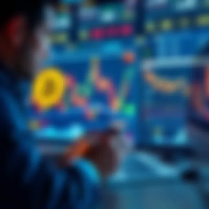 MicroStrategy's Bitcoin Investment Strategy A financial analyst reviewing charts of Bitcoin prices and debt options, with a focus on MicroStrategy's investment approach