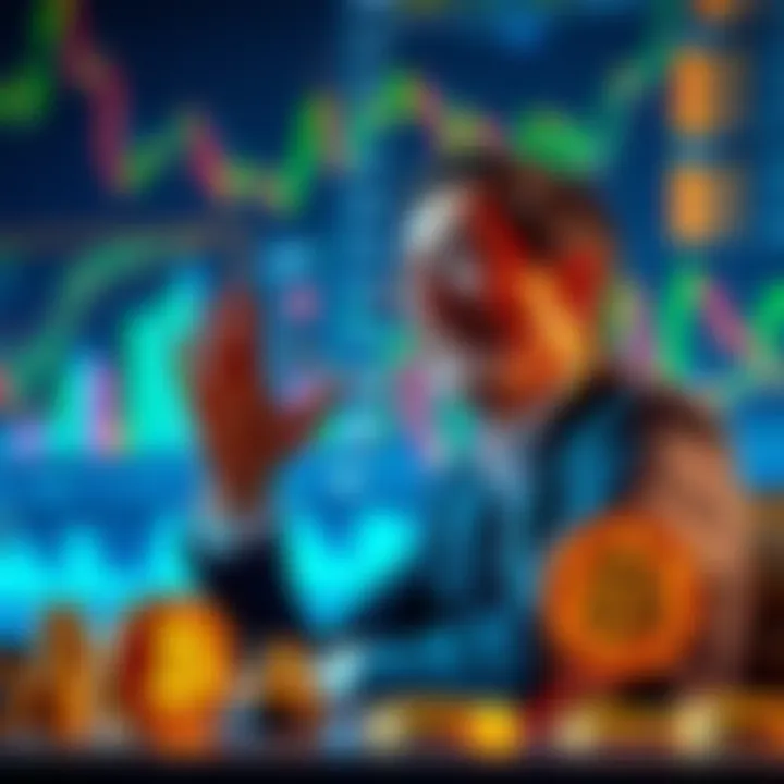 MicroStrategy CEO speaks passionately about Bitcoin as the future of finance, surrounded by financial charts and Bitcoin symbols.