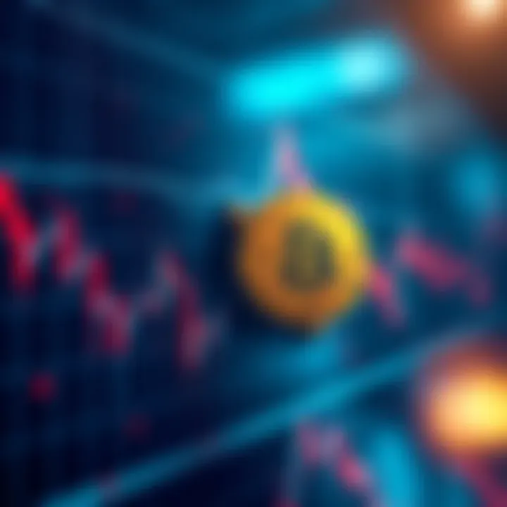 A graph showing falling stock prices alongside a Bitcoin symbol, indicating financial struggles for Microstrategy.