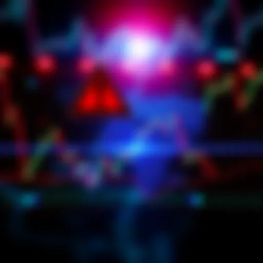 A stock market chart showing a downward trend, with an outline of Venezuela in the background and a warning sign symbolizing geopolitical tensions.