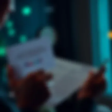 A person reading a document about financial obligations during military conscription while holding a Revolut card.