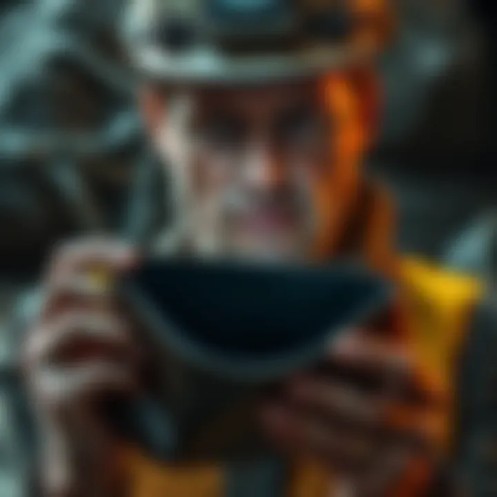A miner with a worried expression holds an empty wallet, symbolizing loss and disappointment after years of mining.
