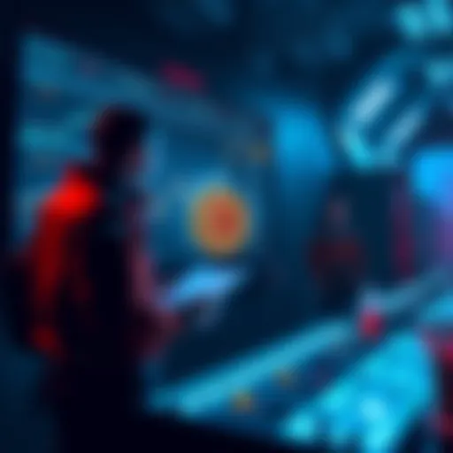 Miners Preparing for Bitcoin Change A group of miners discussing Bitcoin's new quantum resistance proposal with charts and graphs in the background.