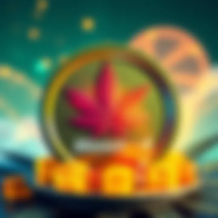 Illustration of Miniclouds cannabis memecoin featuring small-batch live rosin gummies, vibrant colors and a cannabis leaf design, symbolizing the project.