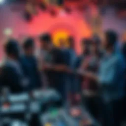 Mining Community Gathering Former crypto miners sharing stories and equipment during a lively meetup, showcasing the vibrant past of mining discussions.