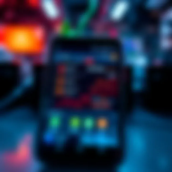 A rooted Android phone displaying cryptocurrency mining software on the screen.