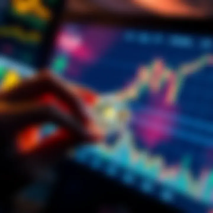 A person holding a glowing diamond while looking at fluctuating cryptocurrency graphs on a screen, symbolizing resilience in mining.