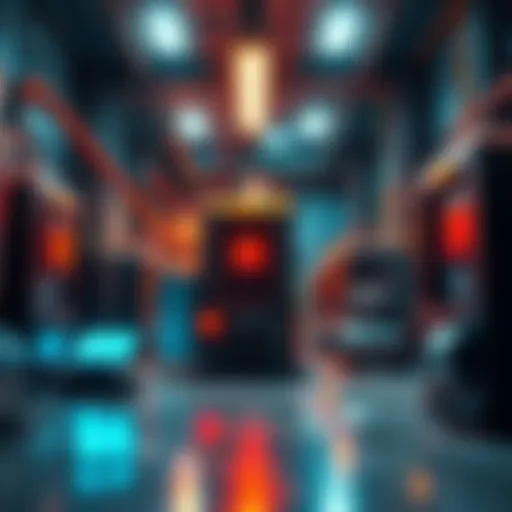 A mid-sized production factory with mining equipment powered by free electricity, showcasing the industrial setup.