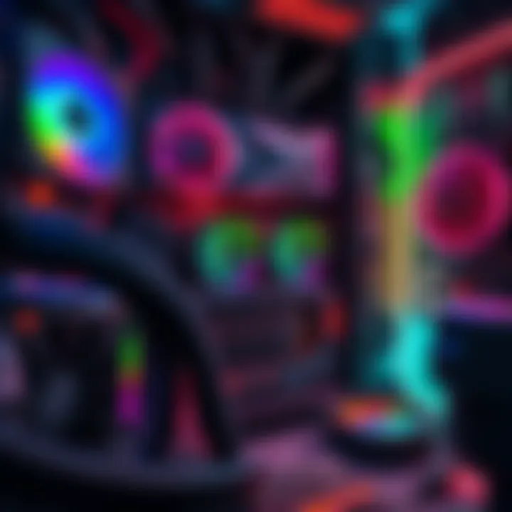 A well-arranged mining rig displaying multiple graphic cards and cooling fans for optimal performance.