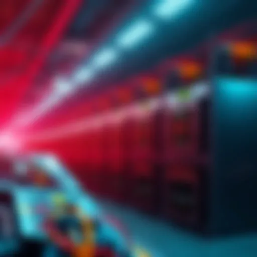 A solar-powered mining farm with multiple servers operating efficiently, showing equipment and performance metrics.