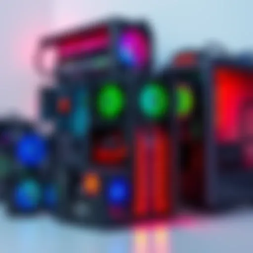 A display of various budget mining rigs suitable for pool mining, showcasing their compact design and features.