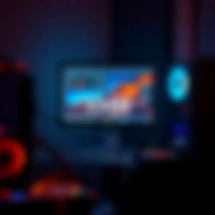 A desktop computer with mining software and graphics card on the screen, surrounded by mining equipment and power supply units.