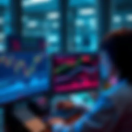 Mirror Trading Concerns A person looking at charts and graphs on a computer screen, pondering the risks of mirror trading programs