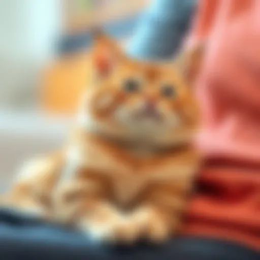 Miso, a cuddly cat, sitting contently on a person's lap, enjoying affection