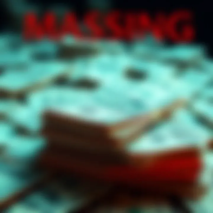 A close-up of a large stack of cash with one pile noticeably absent, symbolizing the lost funds.